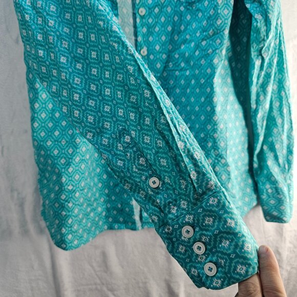 Ariat Women's Western Shirt Button Down Teal Real Long Sleeve Fitted XL Rodeo - Picture 5 of 15